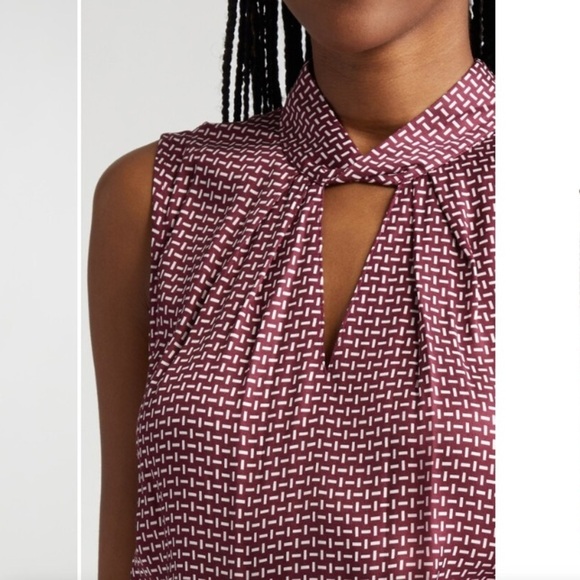 Judith & Charles Women’s Sleeveless Blouse Mathys Geo Print Plum New size 0-2 - Picture 2 of 12